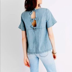 Madewell Chambray Tie-Back Top
